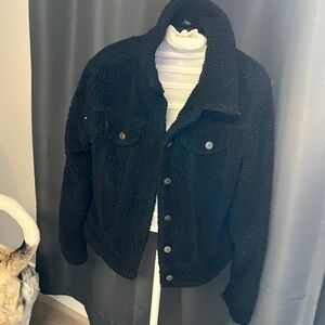 Women's Black Sherpa Jacket